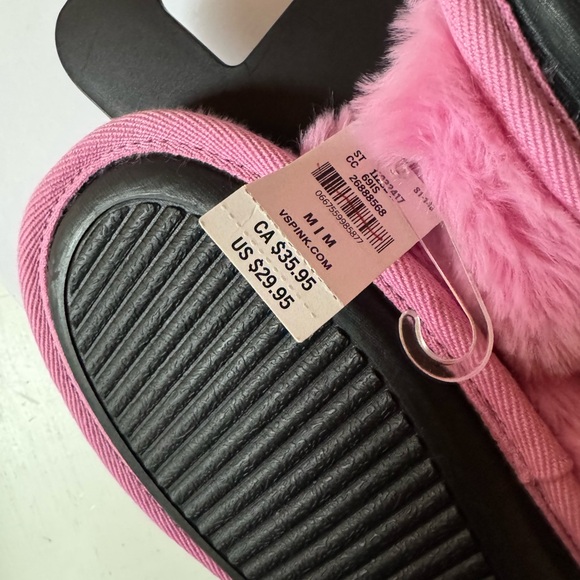 PINK by Victoria’s Secret, Pink, Faux Fur Slide Slippers, Size Medium. NWT - Picture 3 of 3